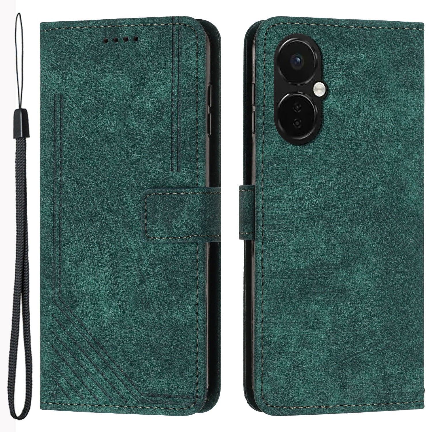 For OnePlus Nord CE 3 5G / CE 3 Lite 5G / Nord N30 5G PU Leather Skin-touch Stand Imprinted Lines Wallet Phone Cover