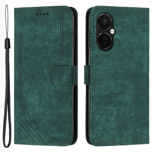 For OnePlus Nord CE 3 5G / CE 3 Lite 5G / Nord N30 5G PU Leather Skin-touch Stand Imprinted Lines Wallet Phone Cover