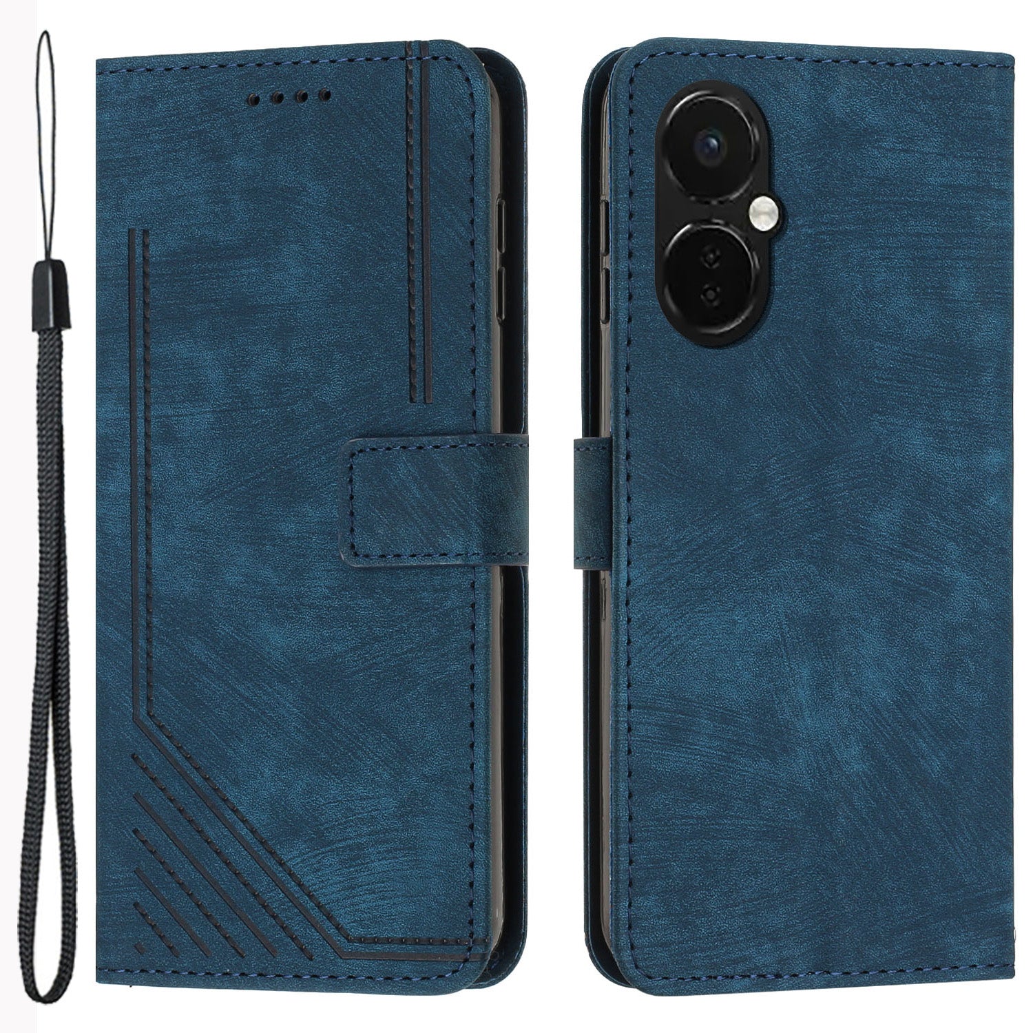 For OnePlus Nord CE 3 5G / CE 3 Lite 5G / Nord N30 5G PU Leather Skin-touch Stand Imprinted Lines Wallet Phone Cover