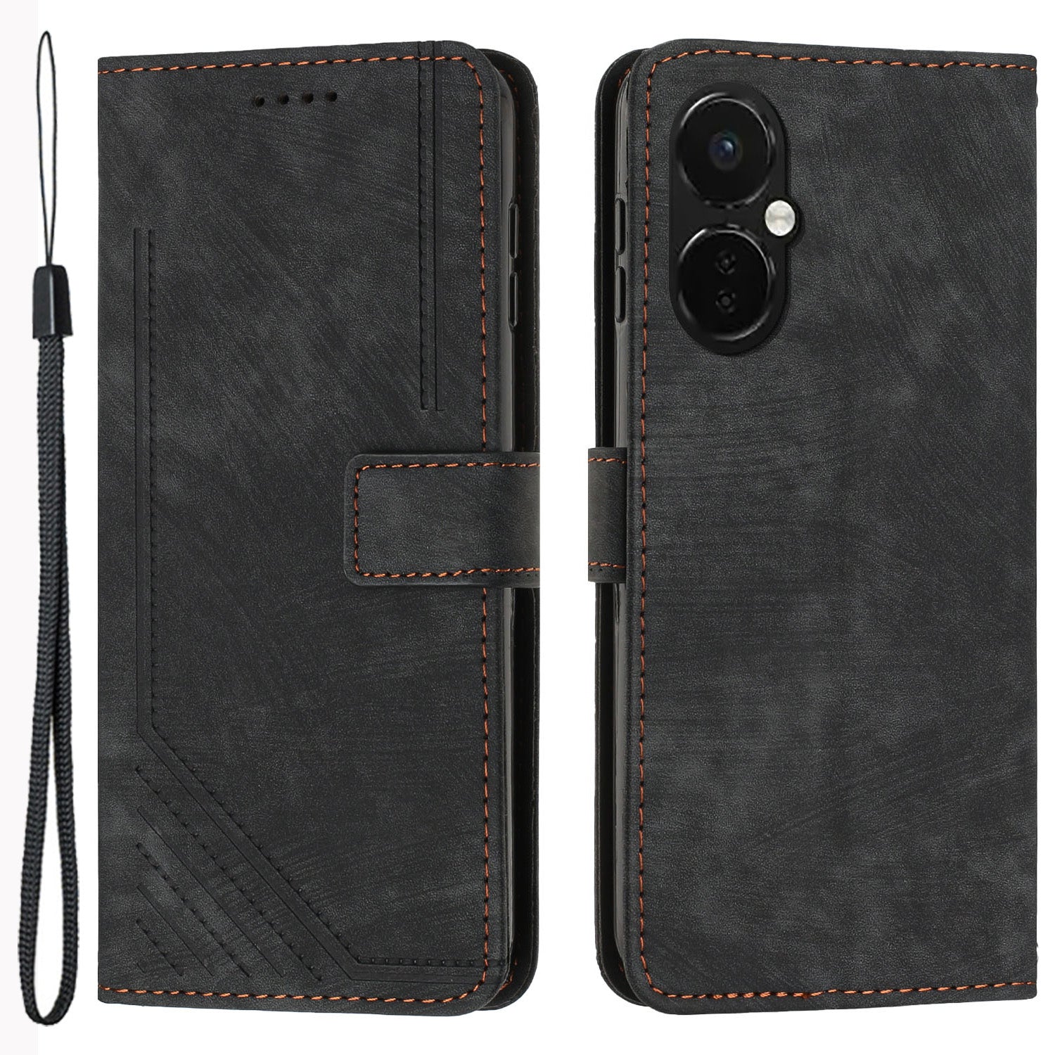 For OnePlus Nord CE 3 5G / CE 3 Lite 5G / Nord N30 5G PU Leather Skin-touch Stand Imprinted Lines Wallet Phone Cover