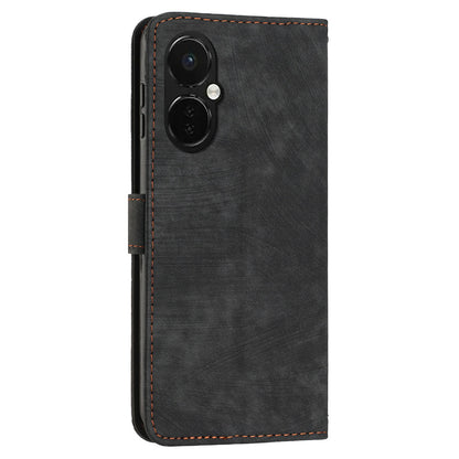 For OnePlus Nord CE 3 5G / CE 3 Lite 5G / Nord N30 5G PU Leather Skin-touch Stand Imprinted Lines Wallet Phone Cover