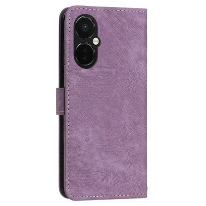 For OnePlus Nord CE 3 5G / CE 3 Lite 5G / Nord N30 5G PU Leather Skin-touch Stand Imprinted Lines Wallet Phone Cover