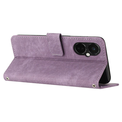 For OnePlus Nord CE 3 5G / CE 3 Lite 5G / Nord N30 5G PU Leather Skin-touch Stand Imprinted Lines Wallet Phone Cover