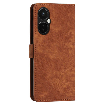 For OnePlus Nord CE 3 5G / CE 3 Lite 5G / Nord N30 5G PU Leather Skin-touch Stand Imprinted Lines Wallet Phone Cover