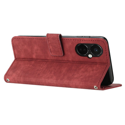 For OnePlus Nord CE 3 5G / CE 3 Lite 5G / Nord N30 5G PU Leather Skin-touch Stand Imprinted Lines Wallet Phone Cover