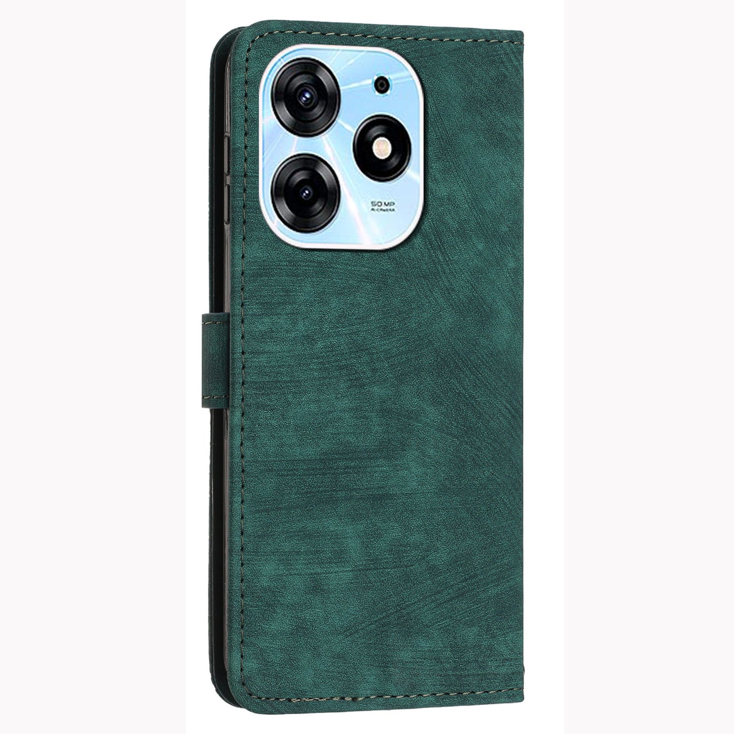 Stand Flip Case for Tecno Spark 10 Pro Skin-touch Imprinted Lines Wallet Phone PU Leather Cover