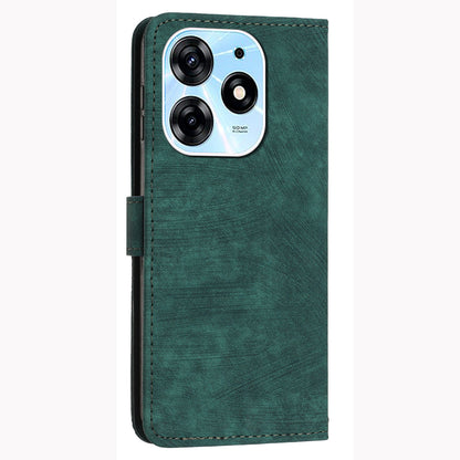 Stand Flip Case for Tecno Spark 10 Pro Skin-touch Imprinted Lines Wallet Phone PU Leather Cover