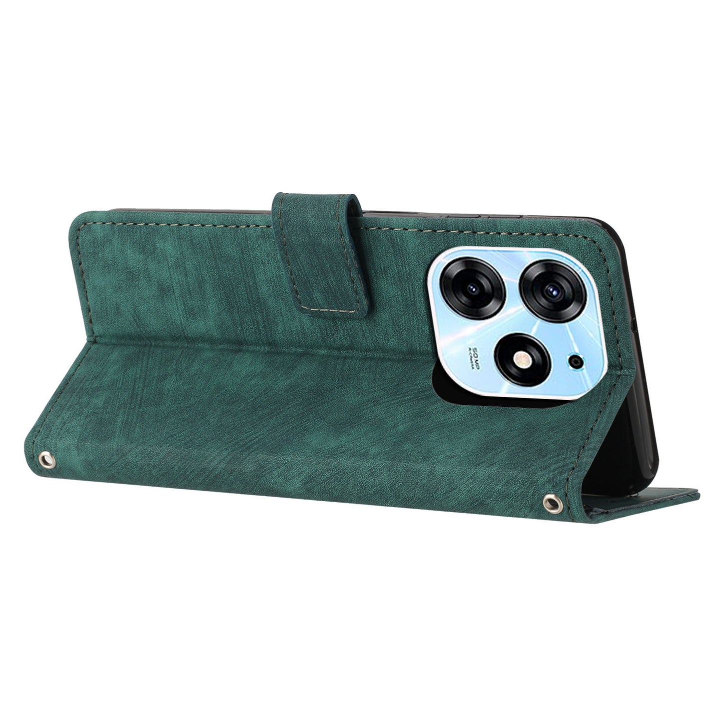 Stand Flip Case for Tecno Spark 10 Pro Skin-touch Imprinted Lines Wallet Phone PU Leather Cover