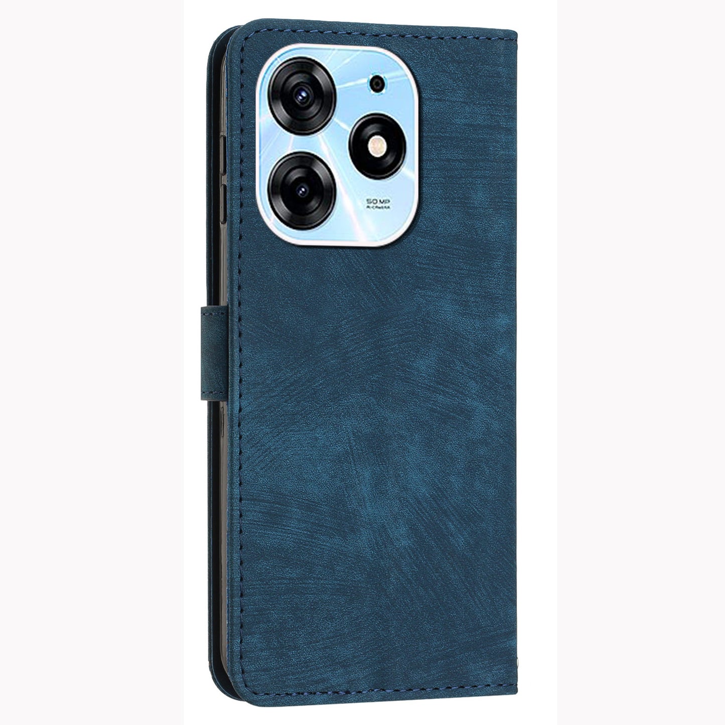Stand Flip Case for Tecno Spark 10 Pro Skin-touch Imprinted Lines Wallet Phone PU Leather Cover
