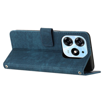 Stand Flip Case for Tecno Spark 10 Pro Skin-touch Imprinted Lines Wallet Phone PU Leather Cover