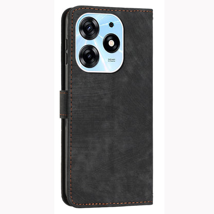 Stand Flip Case for Tecno Spark 10 Pro Skin-touch Imprinted Lines Wallet Phone PU Leather Cover