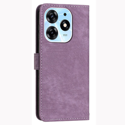 Stand Flip Case for Tecno Spark 10 Pro Skin-touch Imprinted Lines Wallet Phone PU Leather Cover