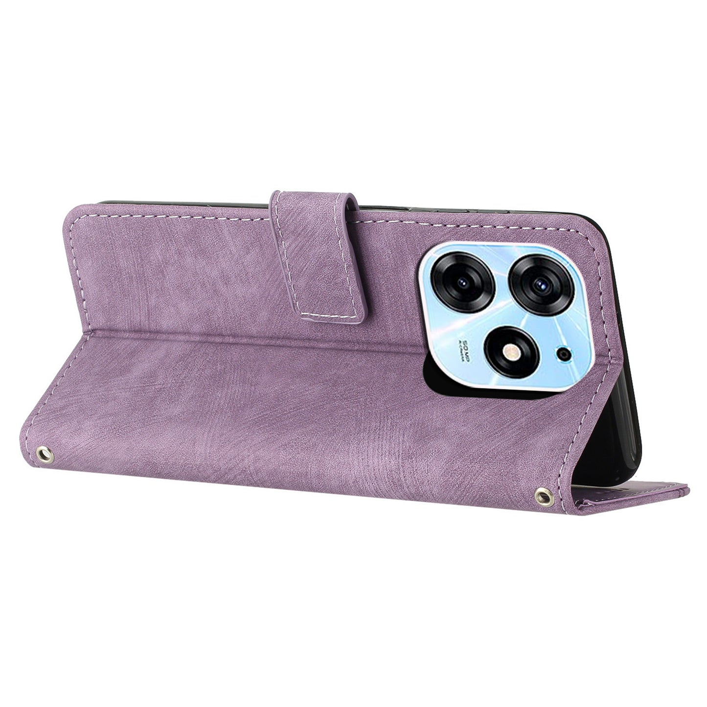 Stand Flip Case for Tecno Spark 10 Pro Skin-touch Imprinted Lines Wallet Phone PU Leather Cover