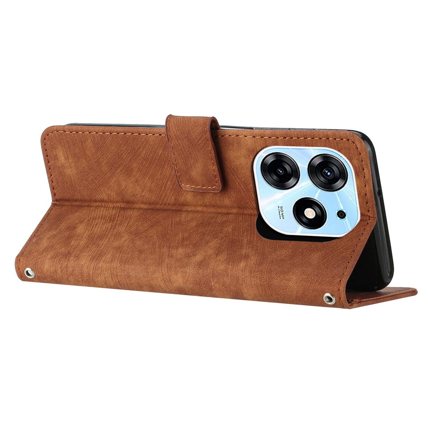 Stand Flip Case for Tecno Spark 10 Pro Skin-touch Imprinted Lines Wallet Phone PU Leather Cover