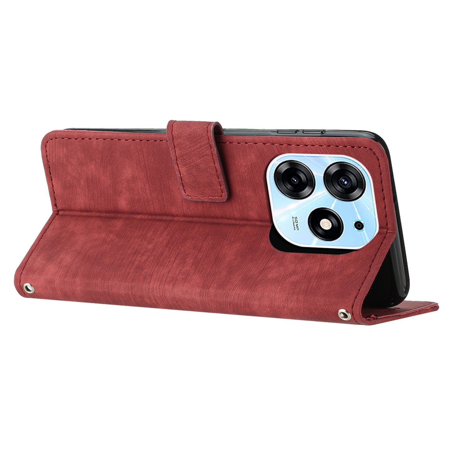 Stand Flip Case for Tecno Spark 10 Pro Skin-touch Imprinted Lines Wallet Phone PU Leather Cover