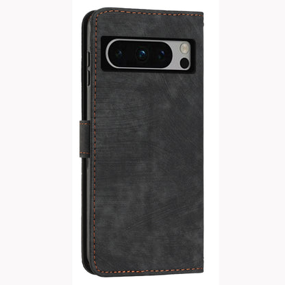 For Google Pixel 8 Pro Imprinted Lines Flip Case Skin-touch PU Leather Stand Wallet Phone Cover