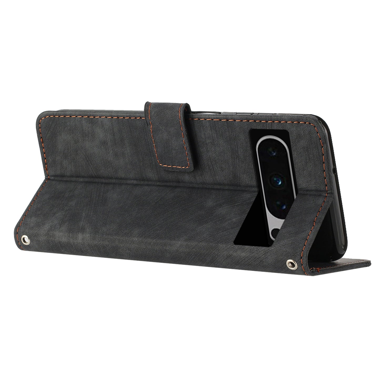 For Google Pixel 8 Pro Imprinted Lines Flip Case Skin-touch PU Leather Stand Wallet Phone Cover