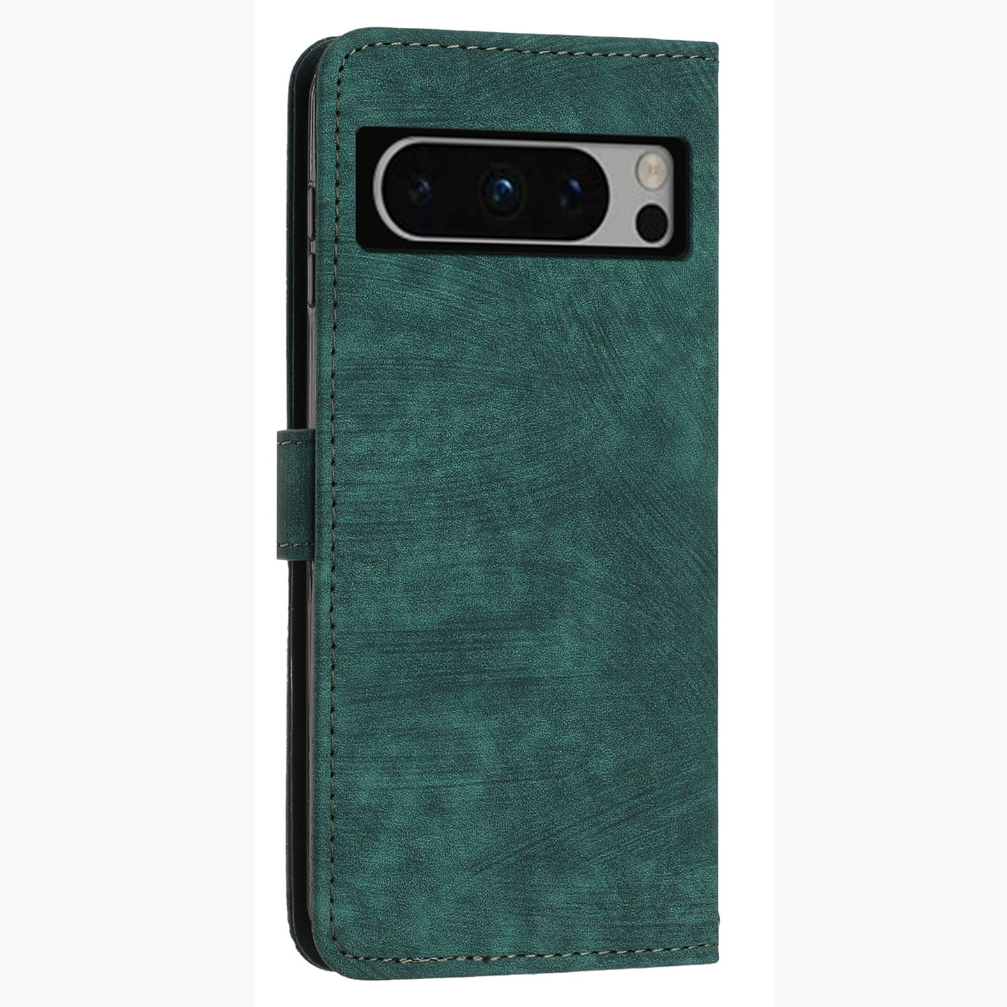 For Google Pixel 8 Pro Imprinted Lines Flip Case Skin-touch PU Leather Stand Wallet Phone Cover