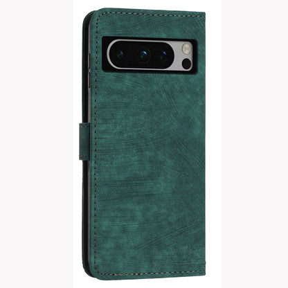 For Google Pixel 8 Pro Imprinted Lines Flip Case Skin-touch PU Leather Stand Wallet Phone Cover