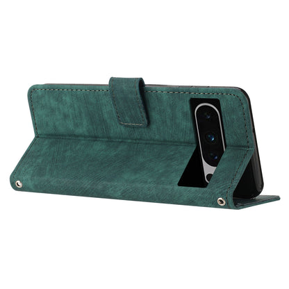 For Google Pixel 8 Pro Imprinted Lines Flip Case Skin-touch PU Leather Stand Wallet Phone Cover