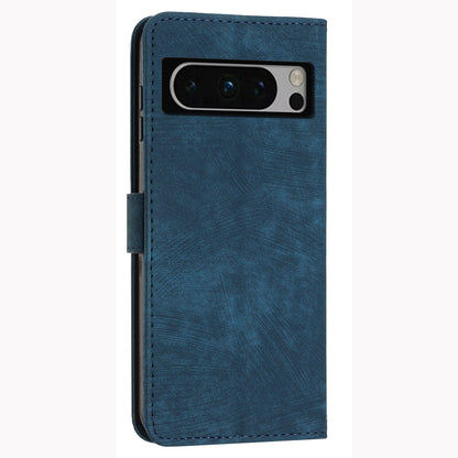 For Google Pixel 8 Pro Imprinted Lines Flip Case Skin-touch PU Leather Stand Wallet Phone Cover