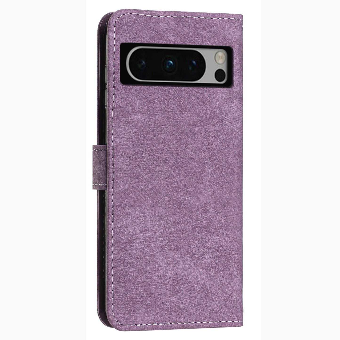 For Google Pixel 8 Pro Imprinted Lines Flip Case Skin-touch PU Leather Stand Wallet Phone Cover