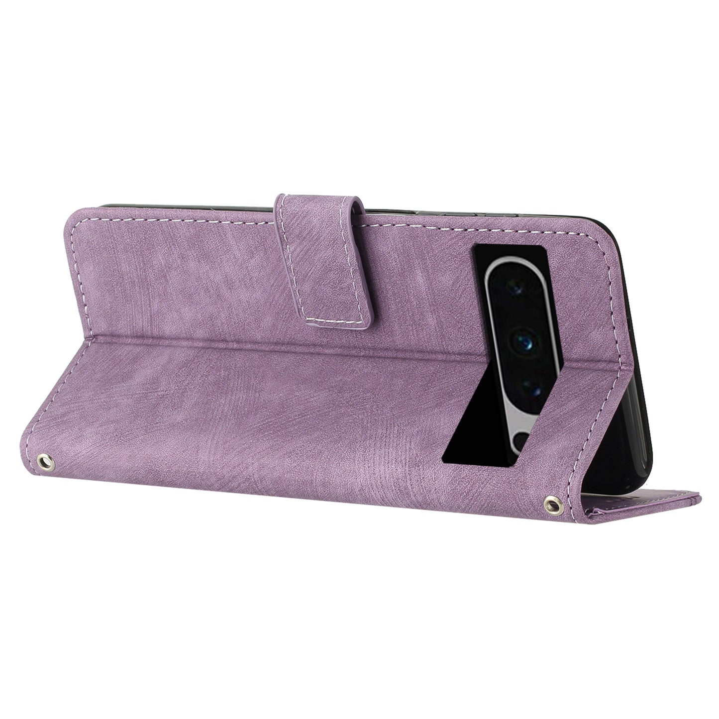 For Google Pixel 8 Pro Imprinted Lines Flip Case Skin-touch PU Leather Stand Wallet Phone Cover