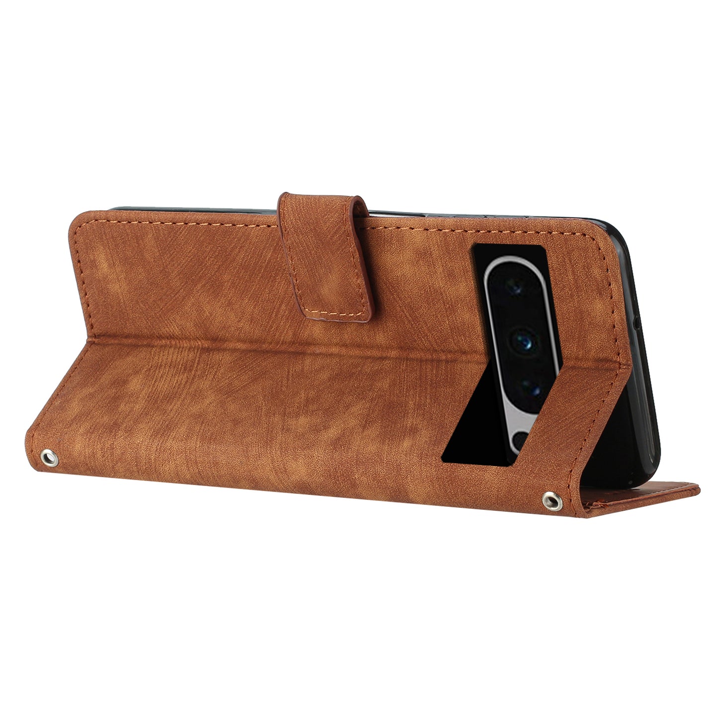 For Google Pixel 8 Pro Imprinted Lines Flip Case Skin-touch PU Leather Stand Wallet Phone Cover