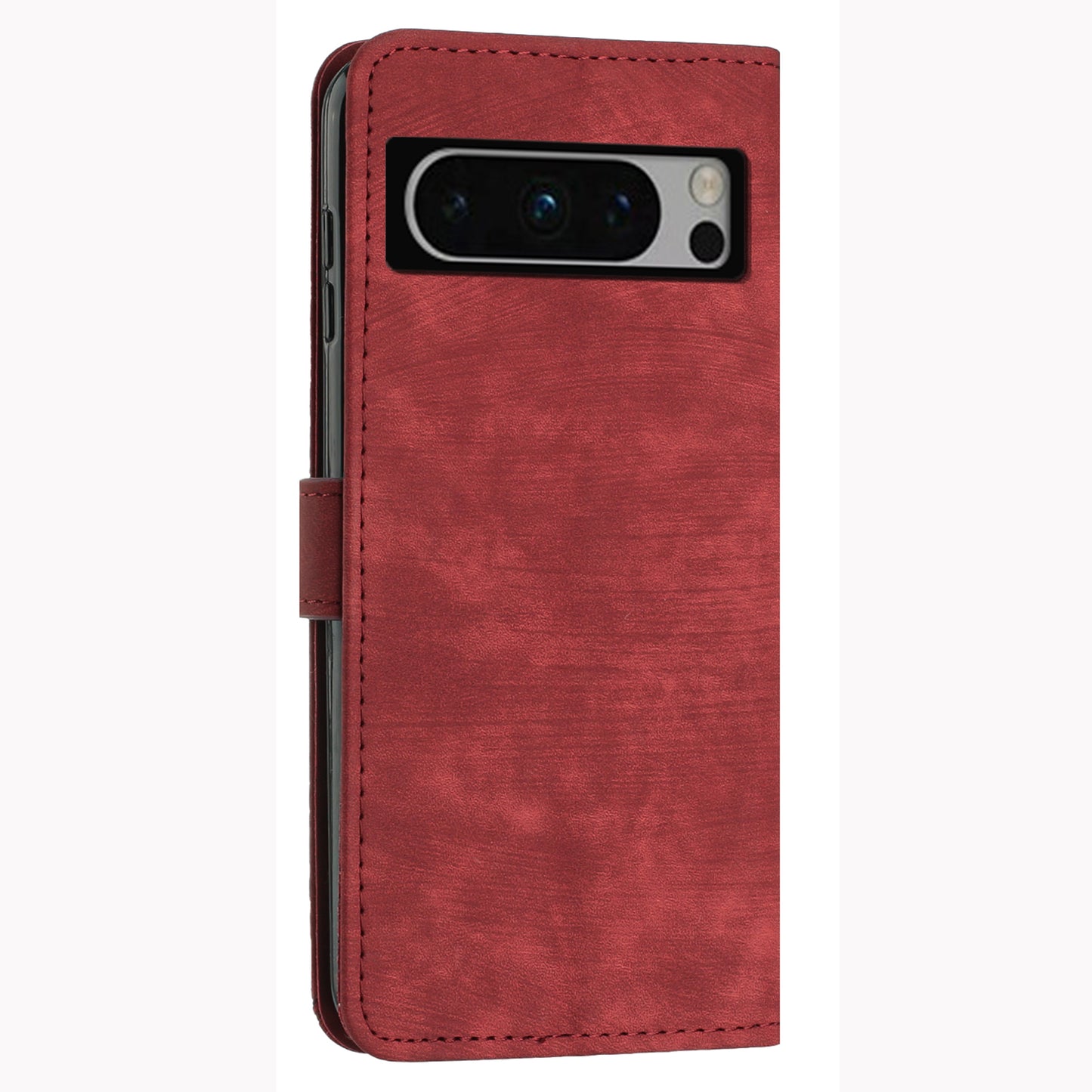 For Google Pixel 8 Pro Imprinted Lines Flip Case Skin-touch PU Leather Stand Wallet Phone Cover