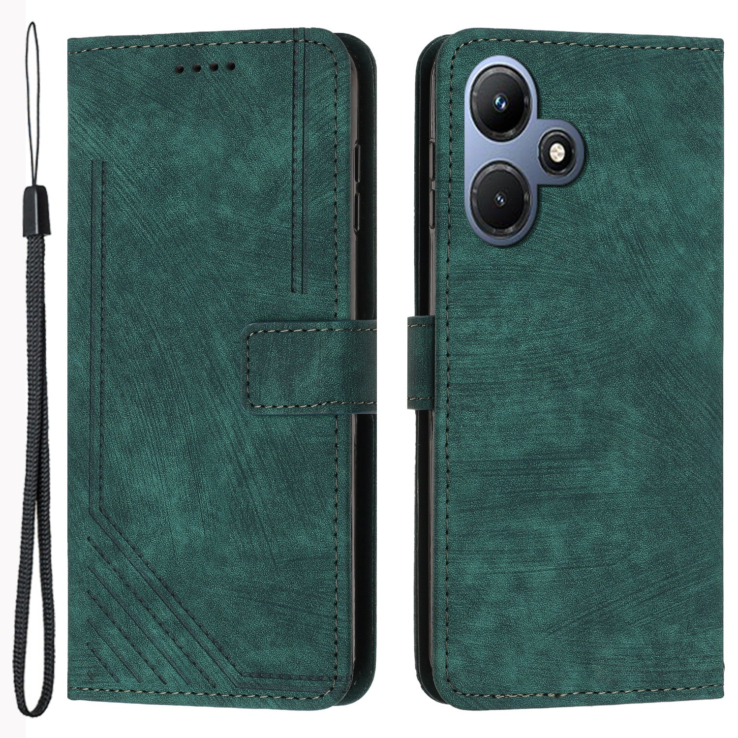 For Infinix Hot 30i Imprinted Lines Skin-touch PU Leather Flip Case Stand Wallet Phone Cover