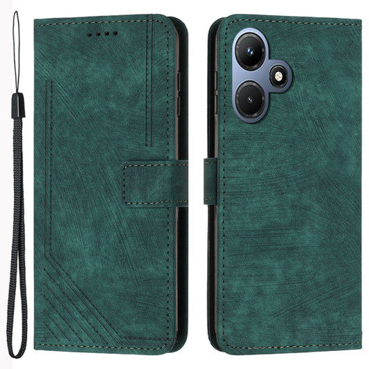 For Infinix Hot 30i Imprinted Lines Skin-touch PU Leather Flip Case Stand Wallet Phone Cover