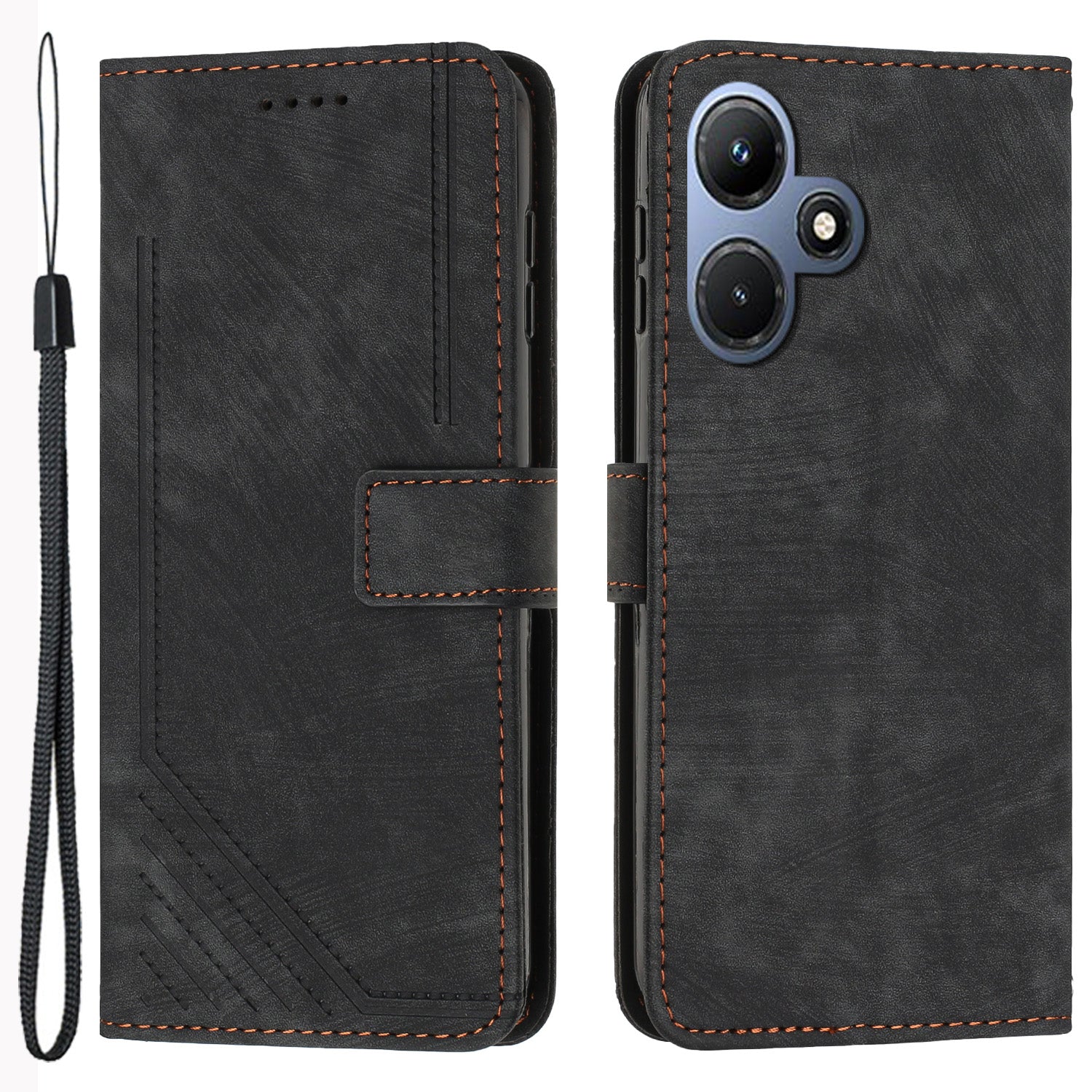 For Infinix Hot 30i Imprinted Lines Skin-touch PU Leather Flip Case Stand Wallet Phone Cover