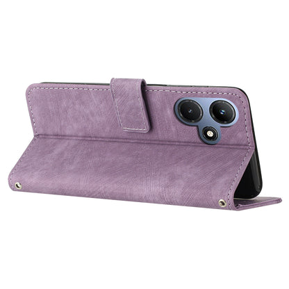For Infinix Hot 30i Imprinted Lines Skin-touch PU Leather Flip Case Stand Wallet Phone Cover