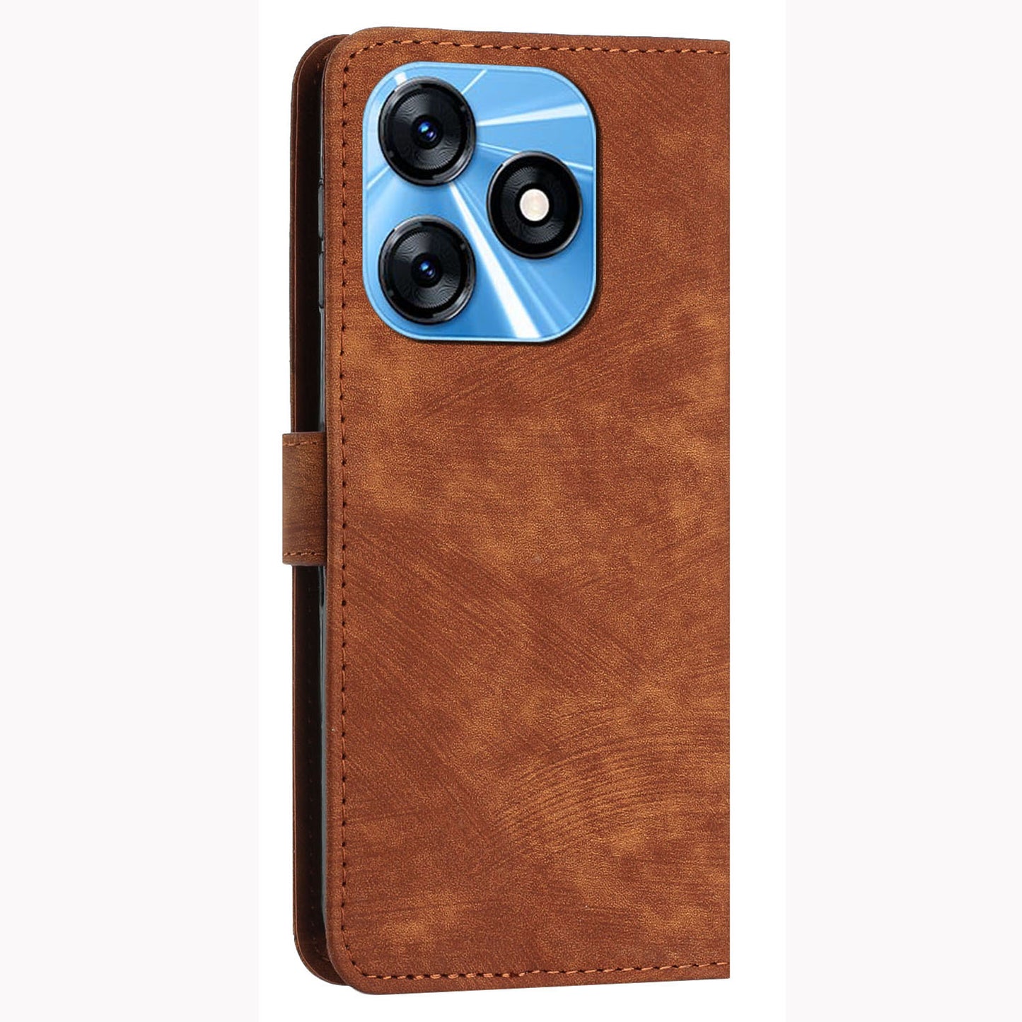 For Tecno Spark 10C 4G Imprinted Lines PU Leather Flip Case Skin-touch Stand Wallet Phone Cover