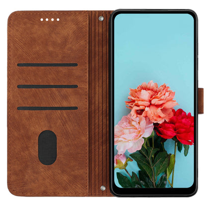 For Tecno Spark 10C 4G Imprinted Lines PU Leather Flip Case Skin-touch Stand Wallet Phone Cover