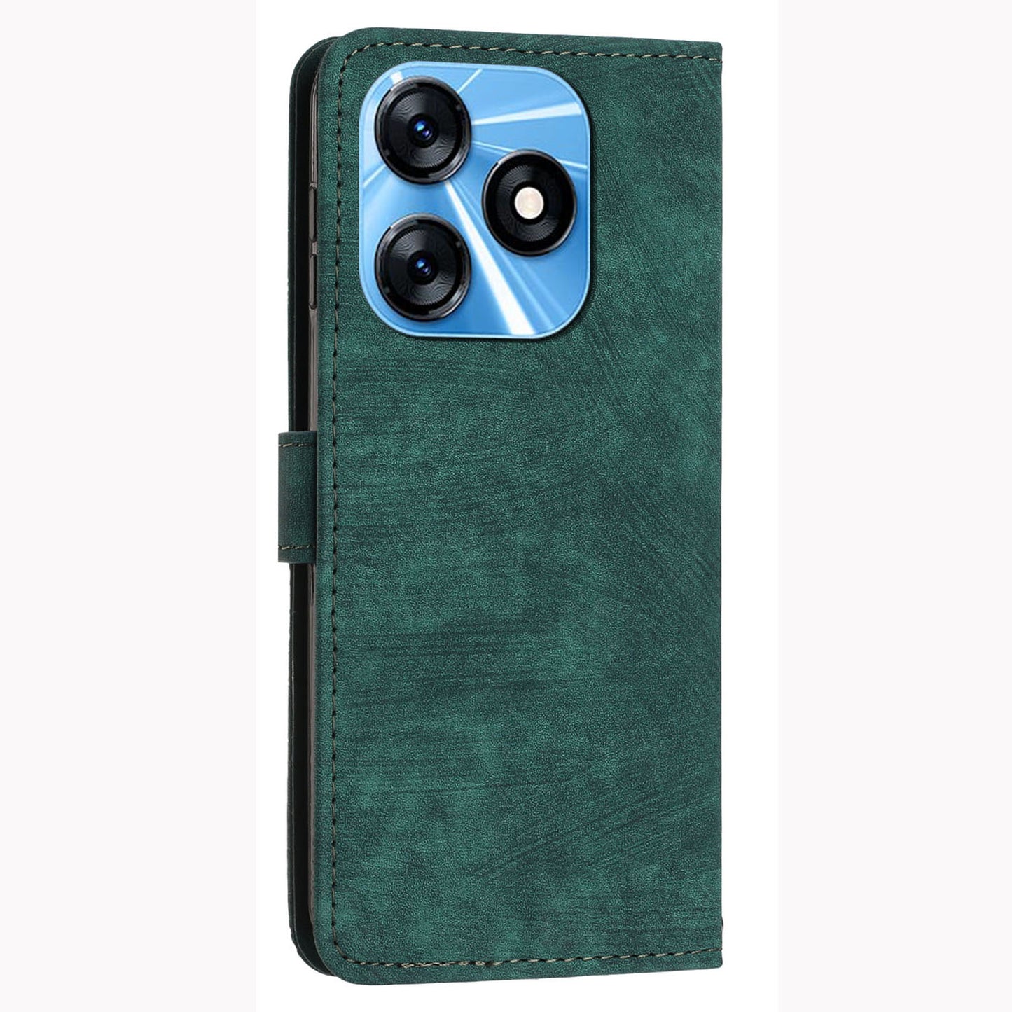 For Tecno Spark 10C 4G Imprinted Lines PU Leather Flip Case Skin-touch Stand Wallet Phone Cover