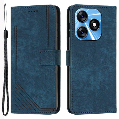 For Tecno Spark 10C 4G Imprinted Lines PU Leather Flip Case Skin-touch Stand Wallet Phone Cover