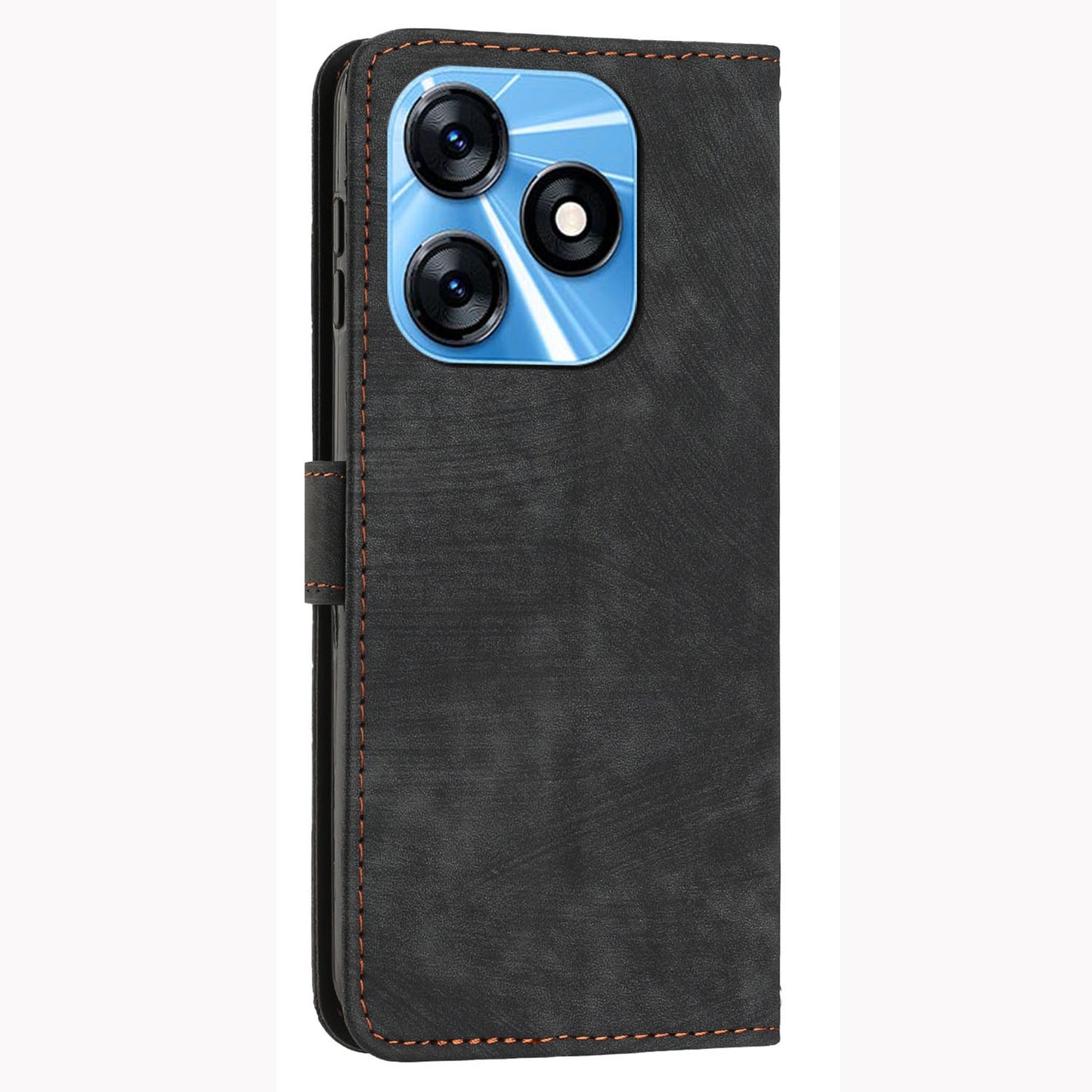 For Tecno Spark 10C 4G Imprinted Lines PU Leather Flip Case Skin-touch Stand Wallet Phone Cover