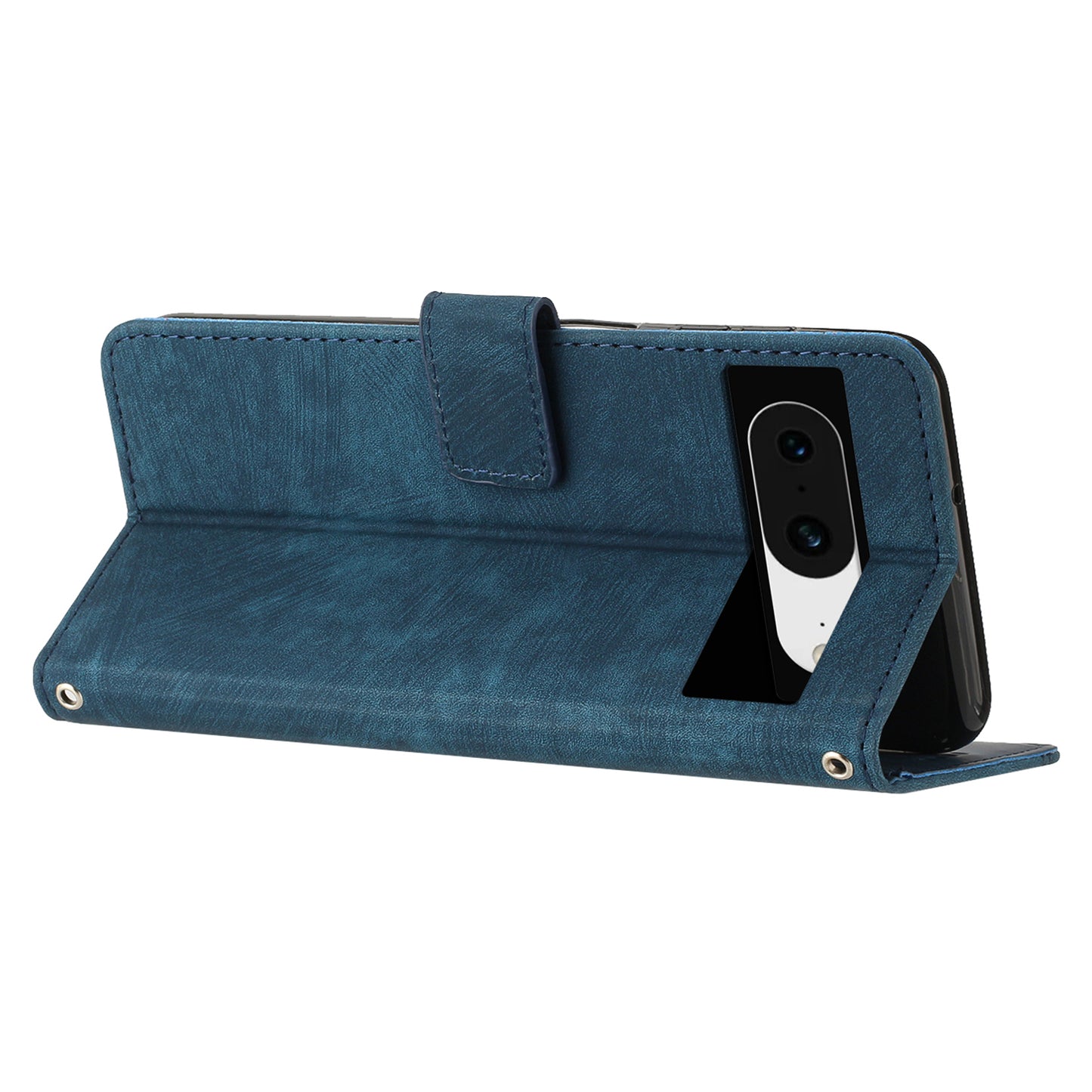 PU Leather Flip Case for Google Pixel 8 Skin-touch Stand Imprinted Lines Wallet Anti-drop Phone Cover