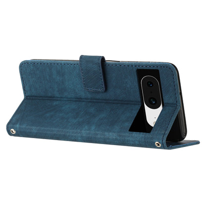 PU Leather Flip Case for Google Pixel 8 Skin-touch Stand Imprinted Lines Wallet Anti-drop Phone Cover