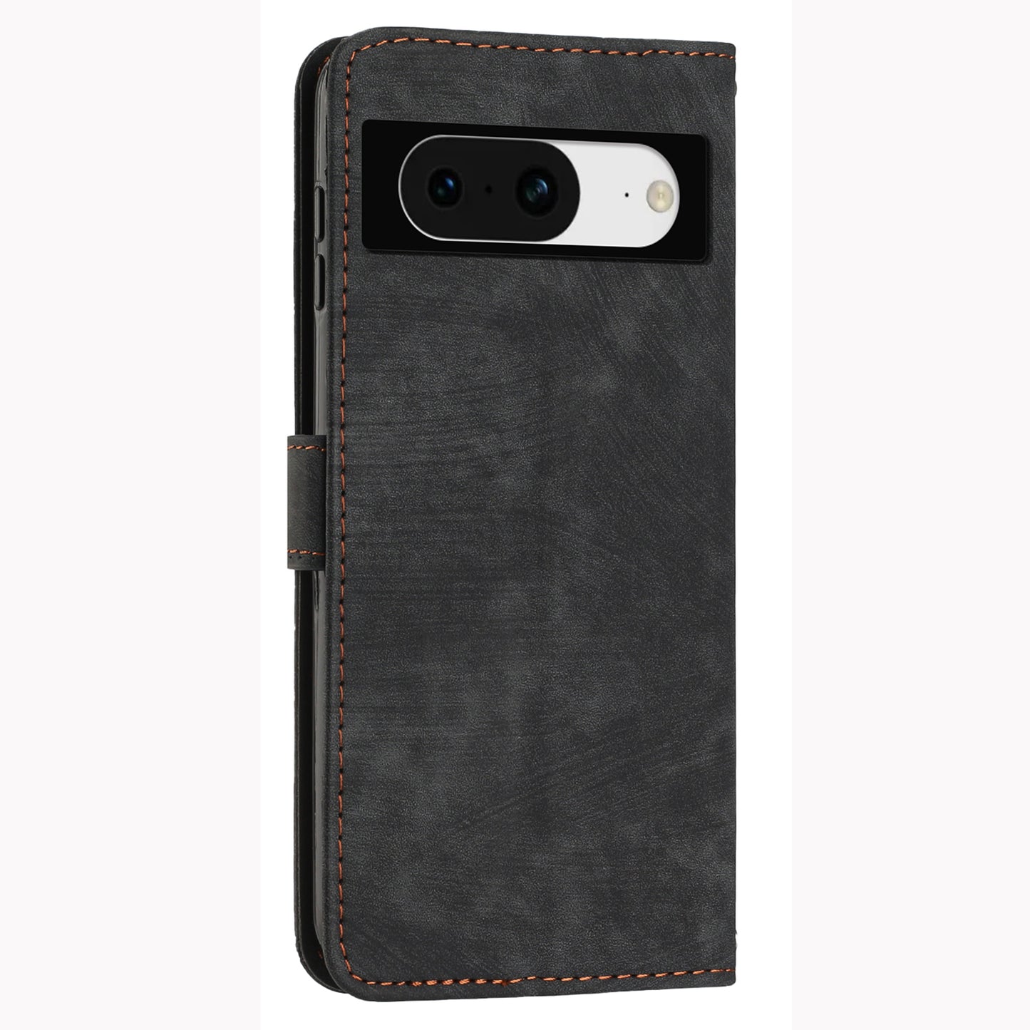 PU Leather Flip Case for Google Pixel 8 Skin-touch Stand Imprinted Lines Wallet Anti-drop Phone Cover