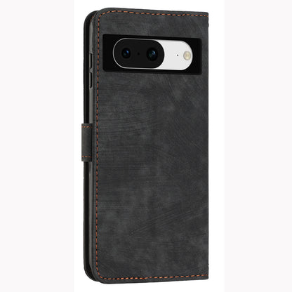 PU Leather Flip Case for Google Pixel 8 Skin-touch Stand Imprinted Lines Wallet Anti-drop Phone Cover