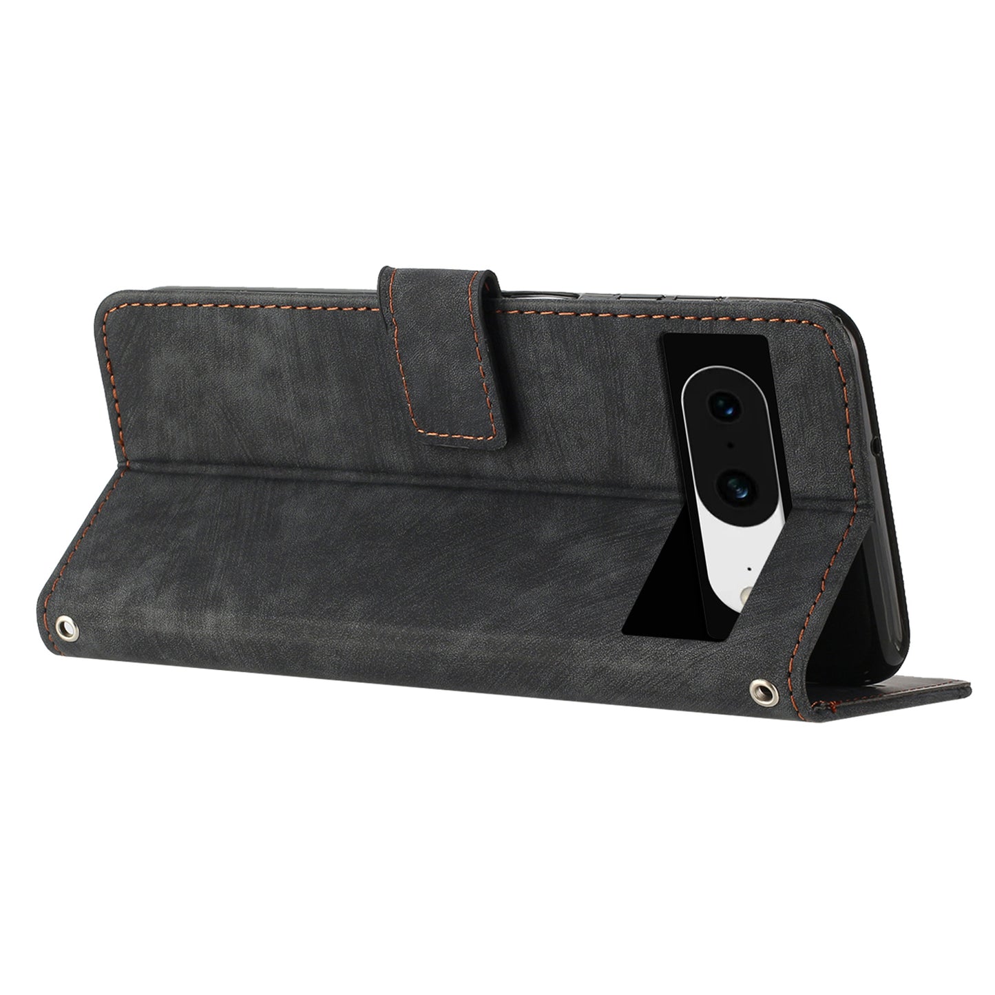 PU Leather Flip Case for Google Pixel 8 Skin-touch Stand Imprinted Lines Wallet Anti-drop Phone Cover