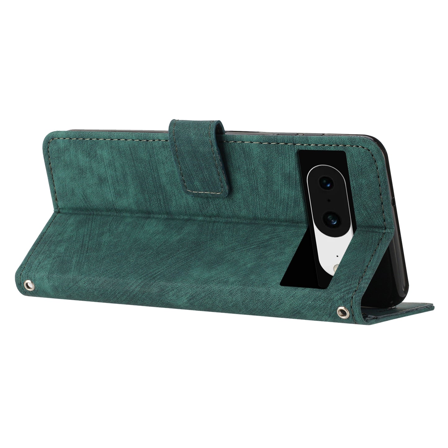 PU Leather Flip Case for Google Pixel 8 Skin-touch Stand Imprinted Lines Wallet Anti-drop Phone Cover