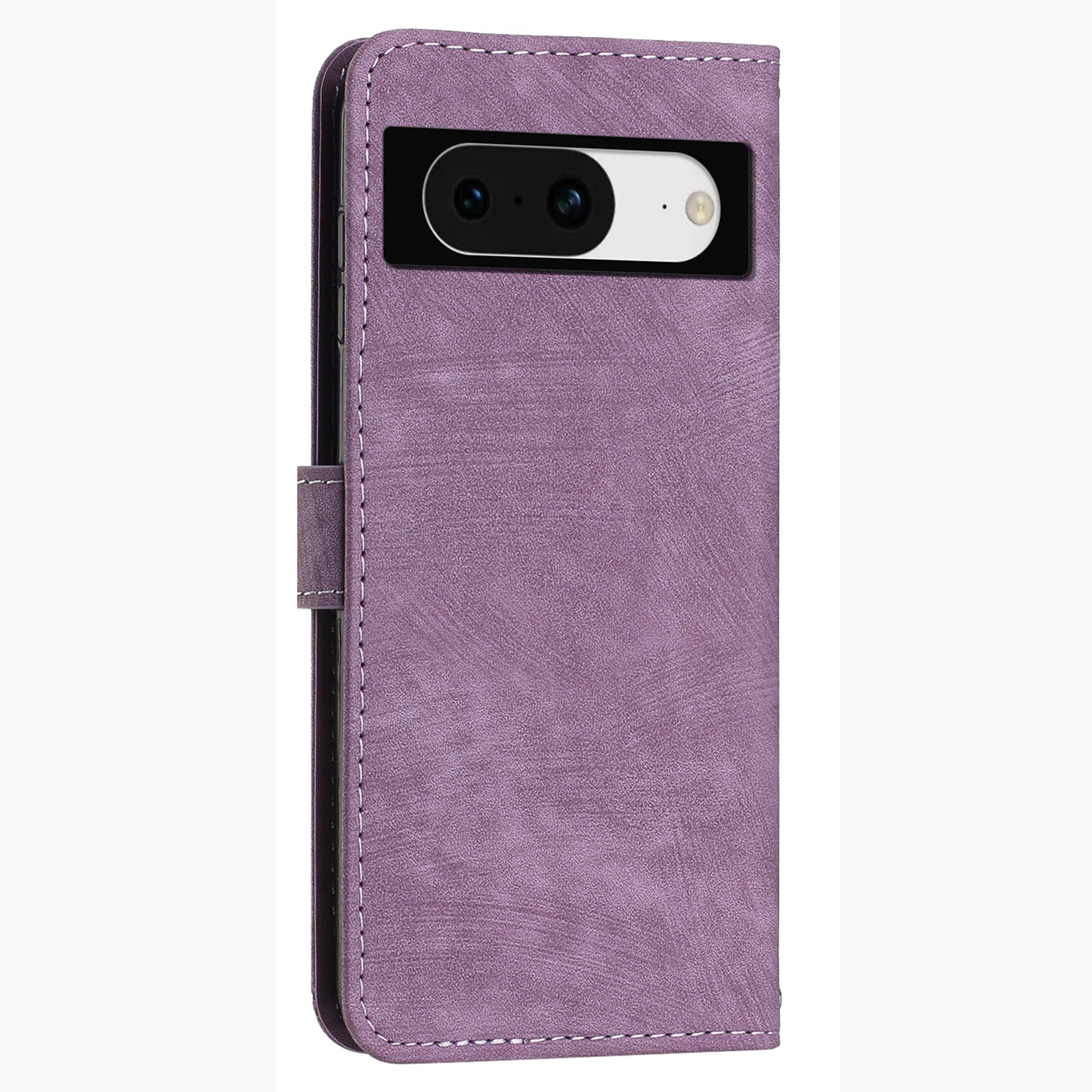 PU Leather Flip Case for Google Pixel 8 Skin-touch Stand Imprinted Lines Wallet Anti-drop Phone Cover