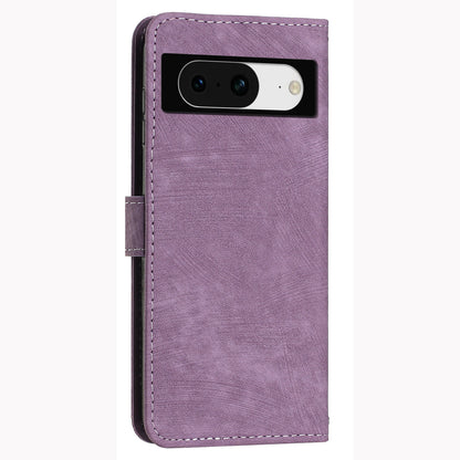 PU Leather Flip Case for Google Pixel 8 Skin-touch Stand Imprinted Lines Wallet Anti-drop Phone Cover