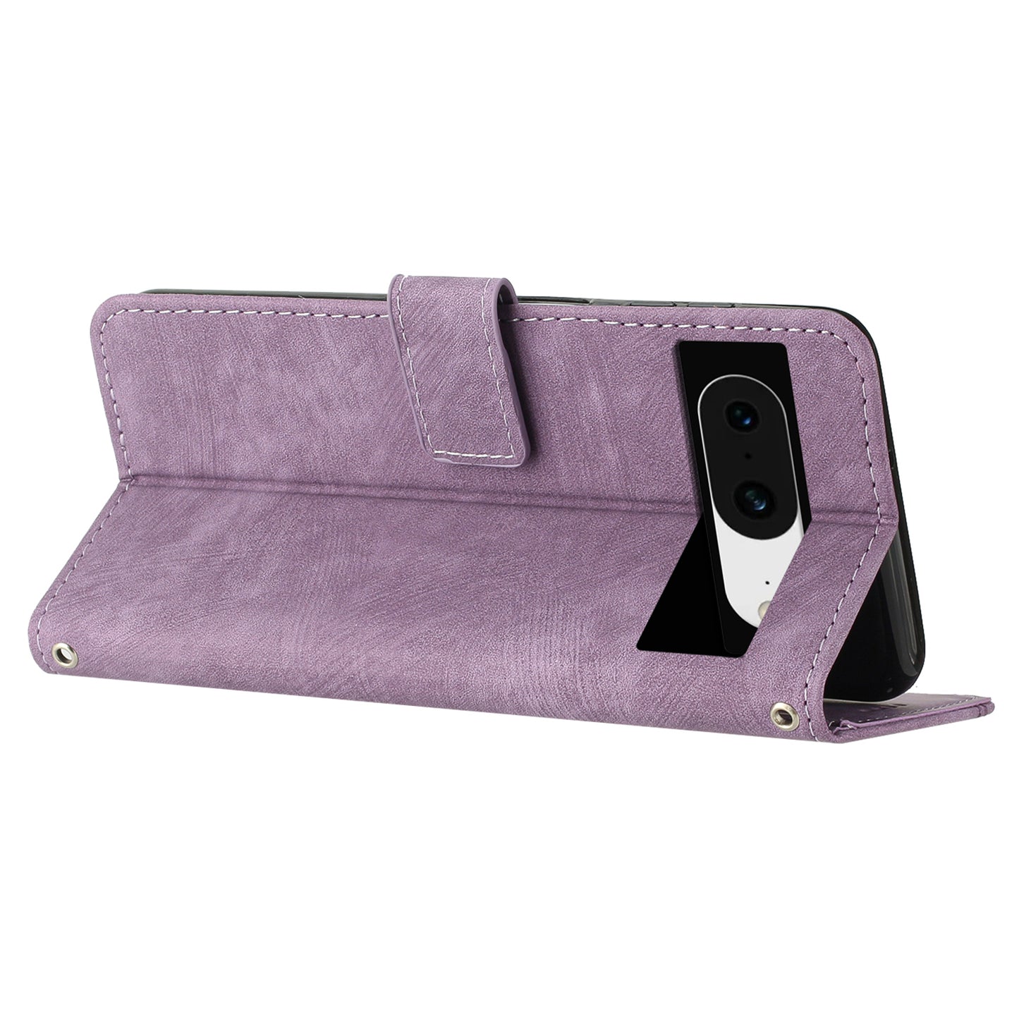 PU Leather Flip Case for Google Pixel 8 Skin-touch Stand Imprinted Lines Wallet Anti-drop Phone Cover