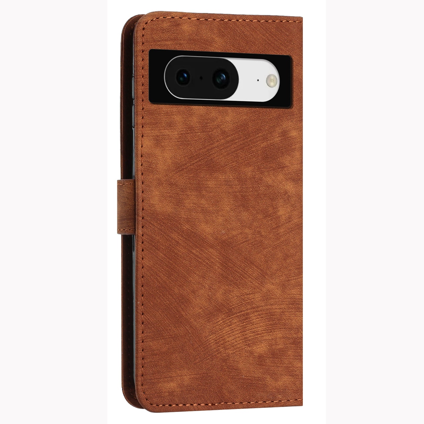 PU Leather Flip Case for Google Pixel 8 Skin-touch Stand Imprinted Lines Wallet Anti-drop Phone Cover