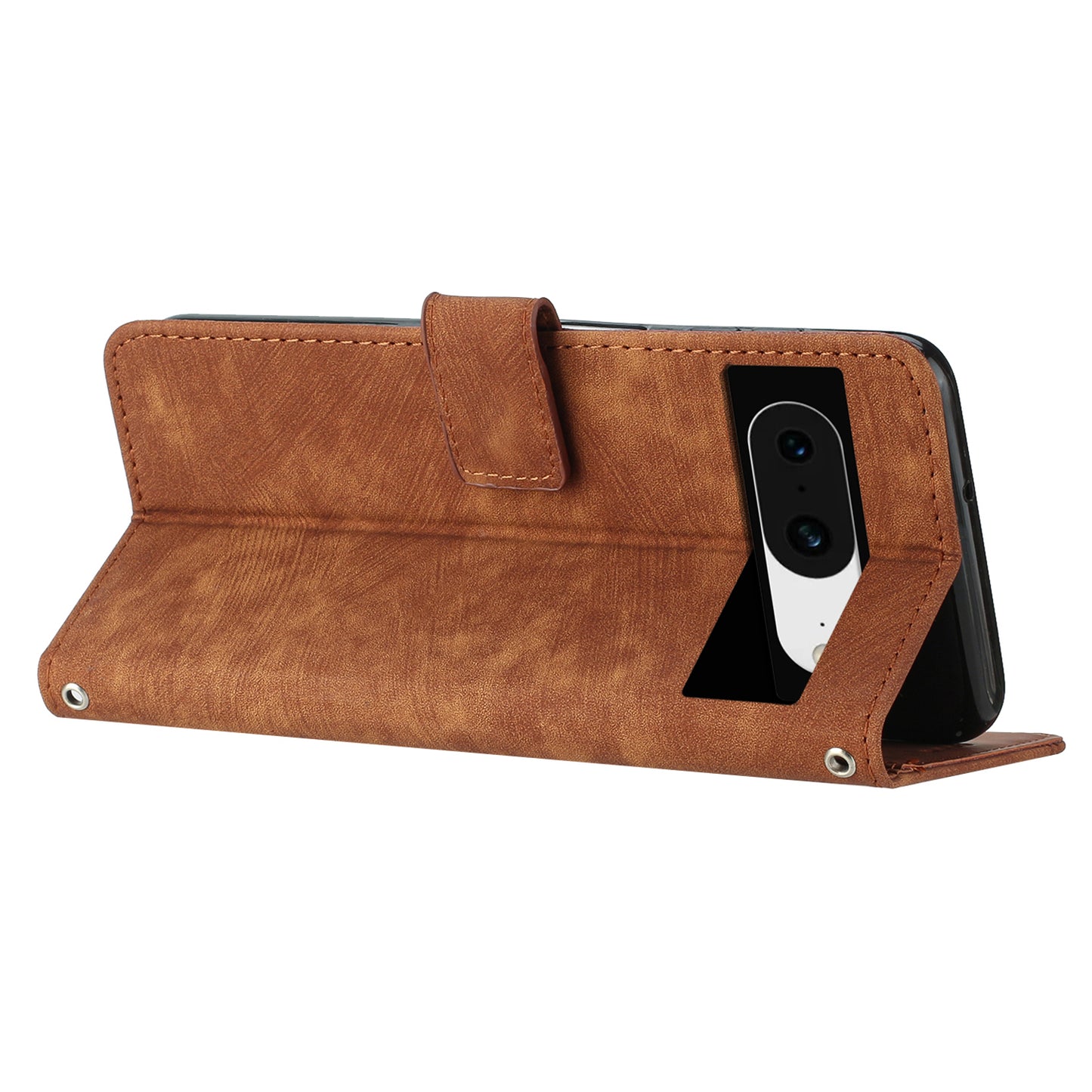 PU Leather Flip Case for Google Pixel 8 Skin-touch Stand Imprinted Lines Wallet Anti-drop Phone Cover