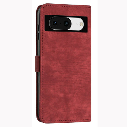 PU Leather Flip Case for Google Pixel 8 Skin-touch Stand Imprinted Lines Wallet Anti-drop Phone Cover